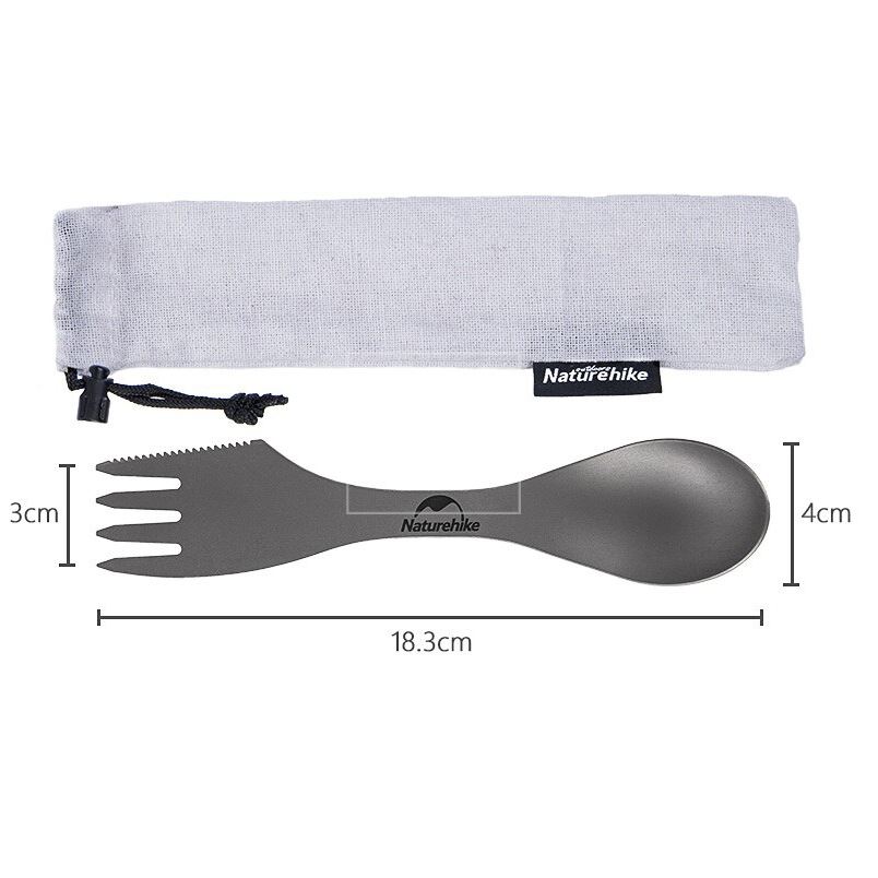 Thìa dĩa dã ngoại titanium Naturehike 3in1 Cultery NH19T012-D - 9667