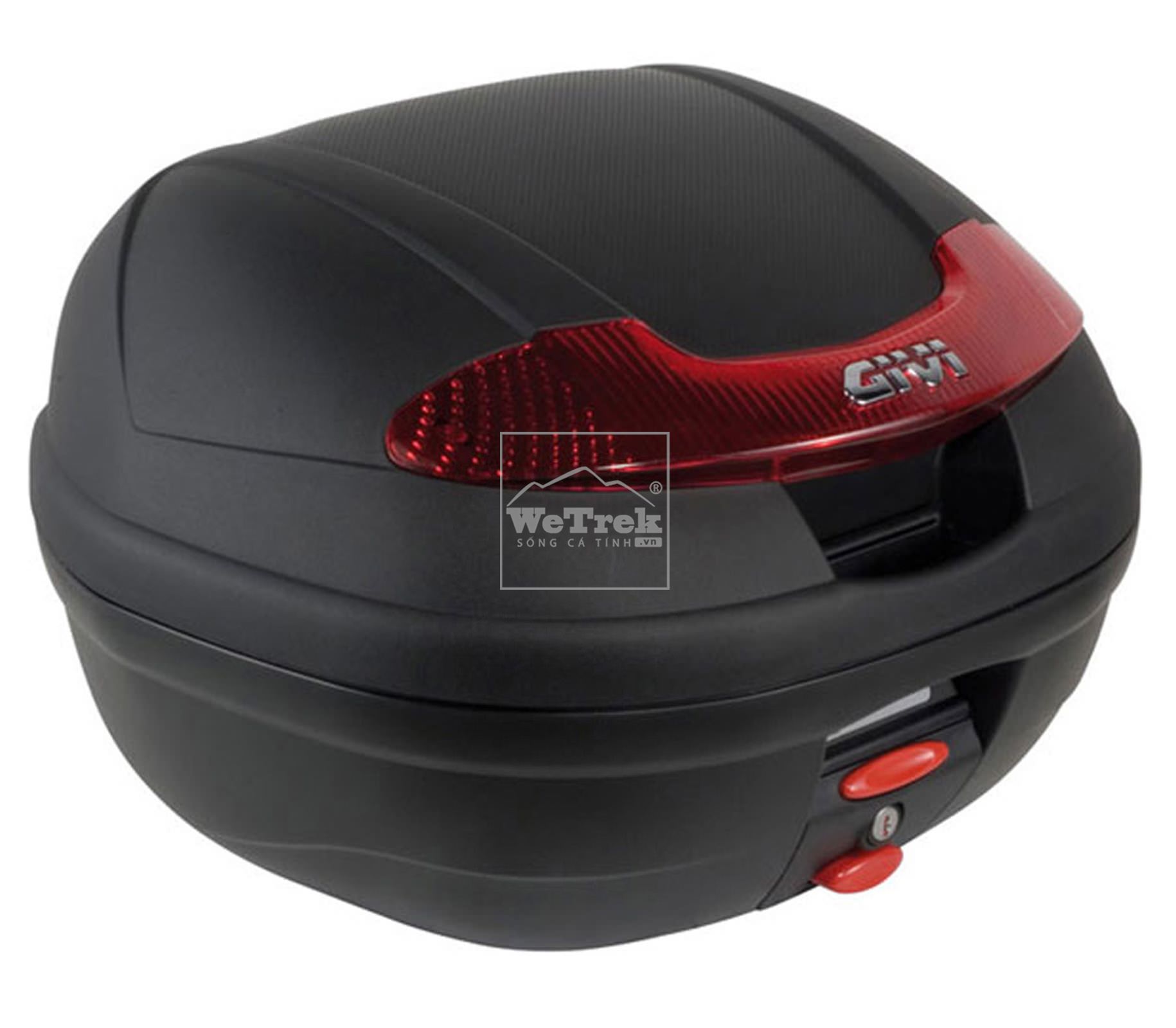Thùng sau xe máy GIVI E340N-S Vision có đèn - Đen