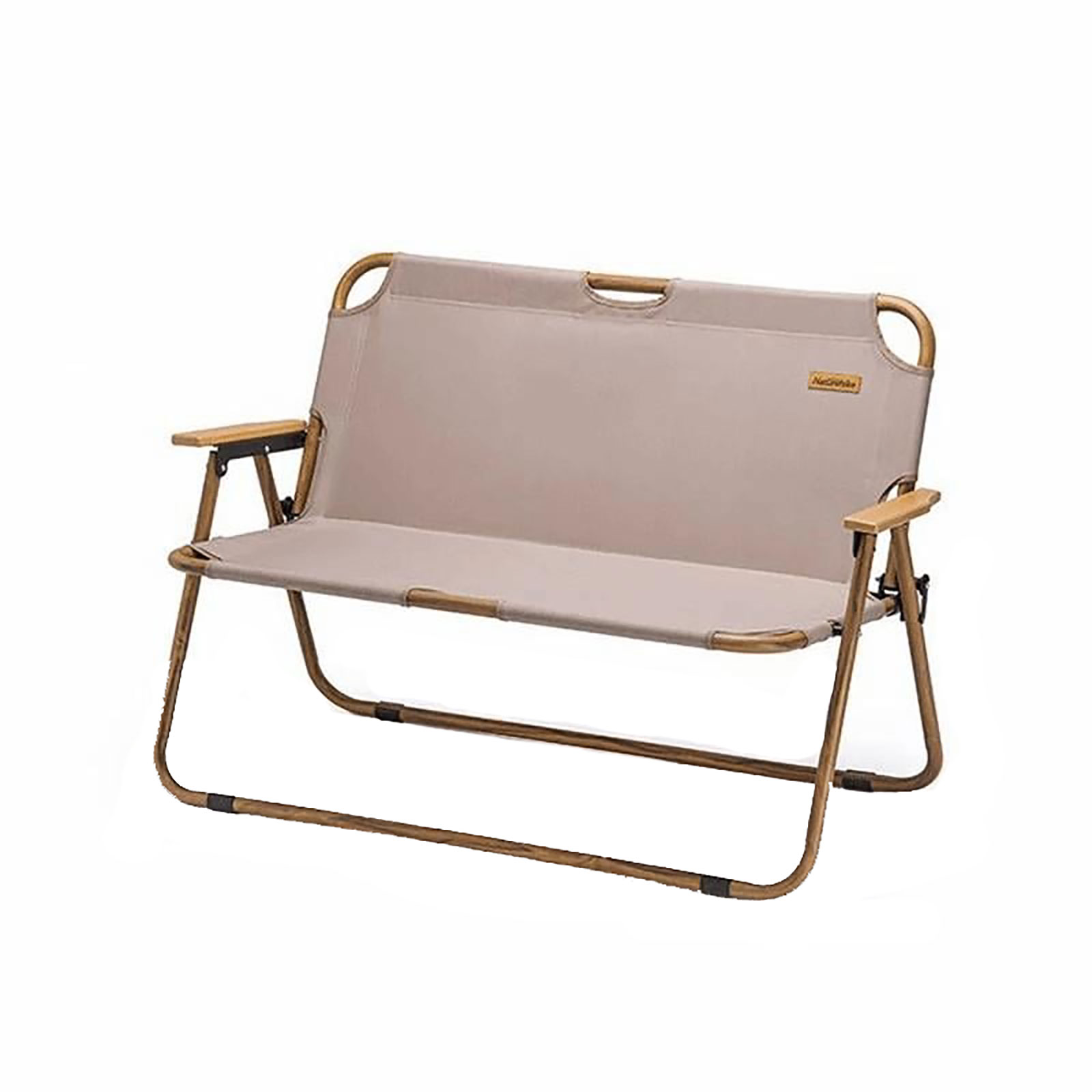 Ghế xếp đôi có tựa lưng khung vân gỗ Narturehike Double Folding Chair NH20JJ002 - be