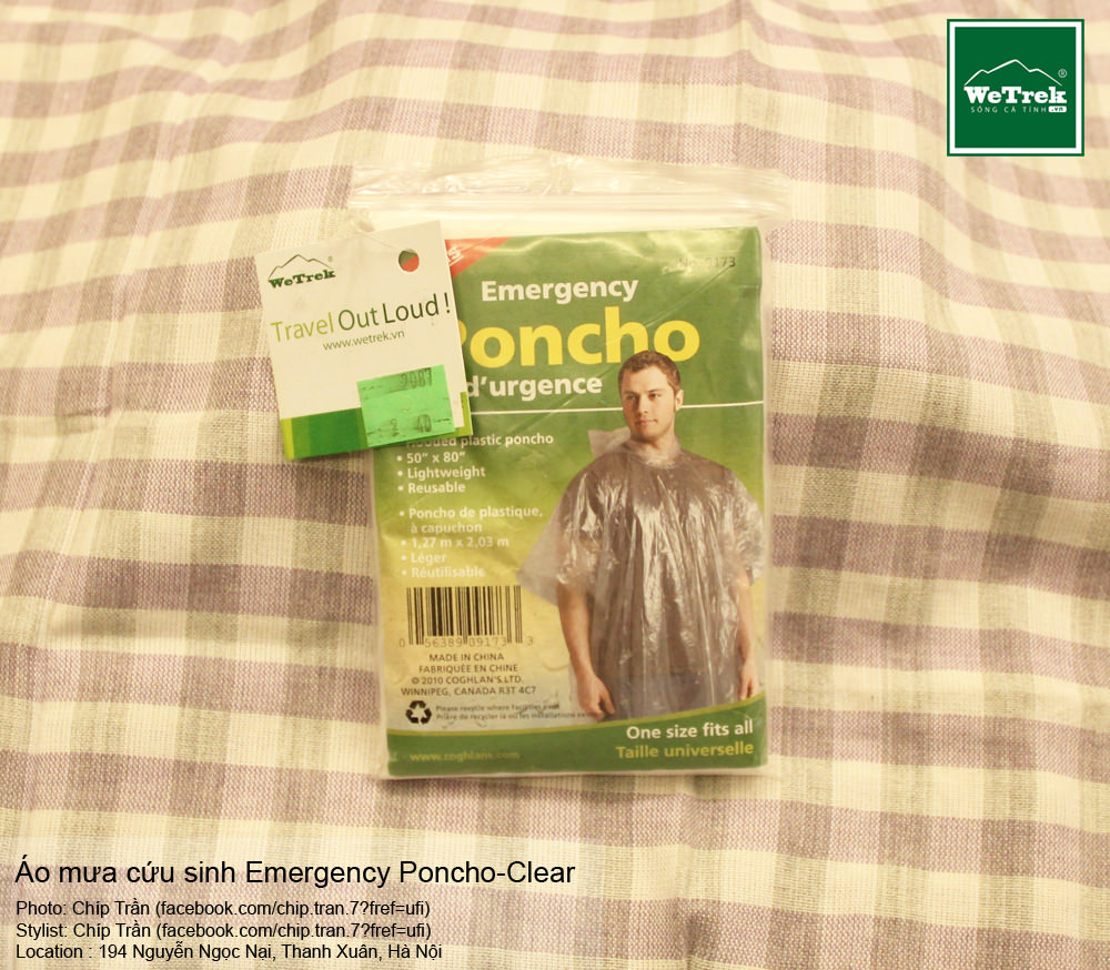 Áo mưa cứu sinh Coghlans Emergency Poncho - Clear