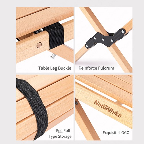 Bàn gỗ dã ngoại cuộn gọn Naturehike Wooden Folding Table NH19JJ009 - 9540