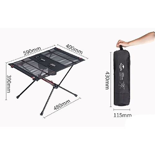 Bàn xếp dã ngoại mặt vải lưới siêu nhẹ Naturehike Lightweight Camping Folding Table NH19Z027-Z - 9534