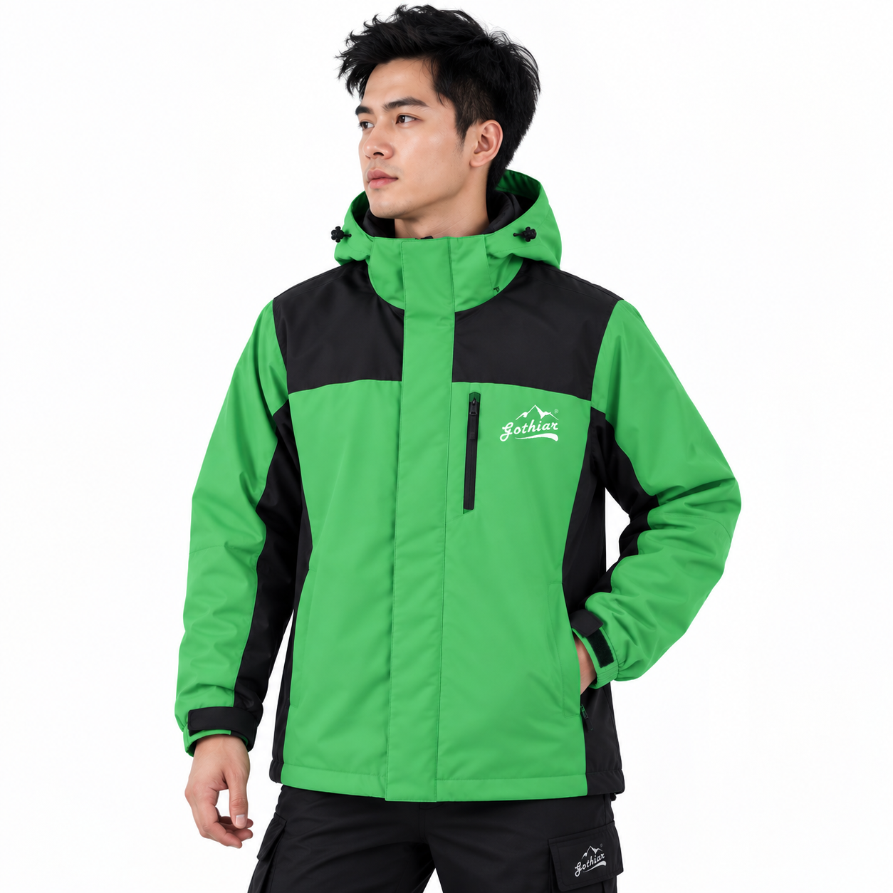 Áo khoác gió nam 2 lớp Gothiar Windproof Jacket Xanh lá neon