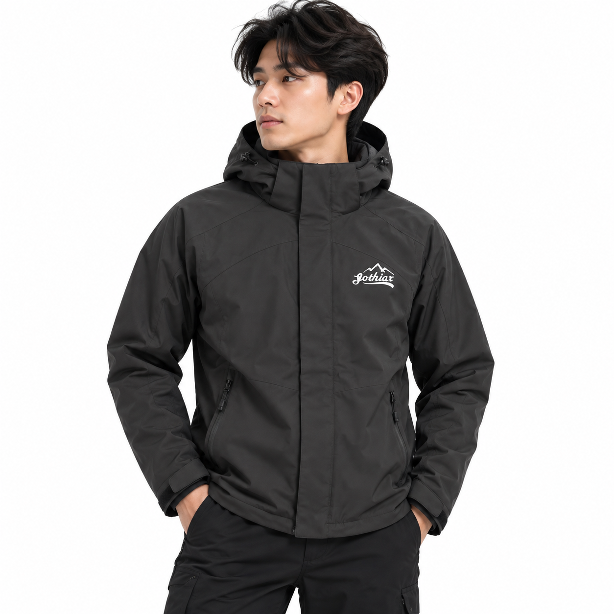 Áo khoác gió dã ngoại Gothiar Windshell Jacket 2 Lớp Đen Khói