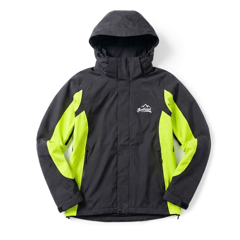 Áo khoác gió dã ngoại Gothiar Windshell Jacket 2 Lớp Đen Khói - Xanh neon