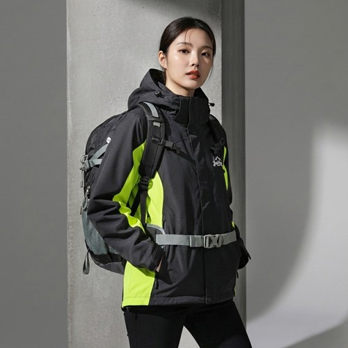 Áo khoác gió dã ngoại Gothiar Windshell Jacket 2 Lớp Đen Khói - Xanh neon