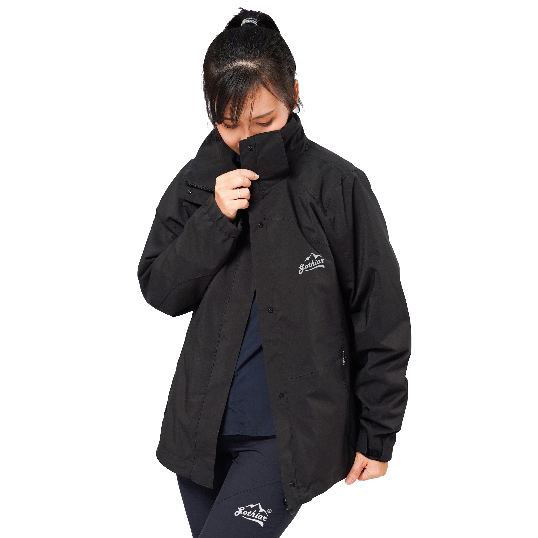 Áo khoác gió 2 lớp nữ Gothiar 2L jacket - Đen 8977