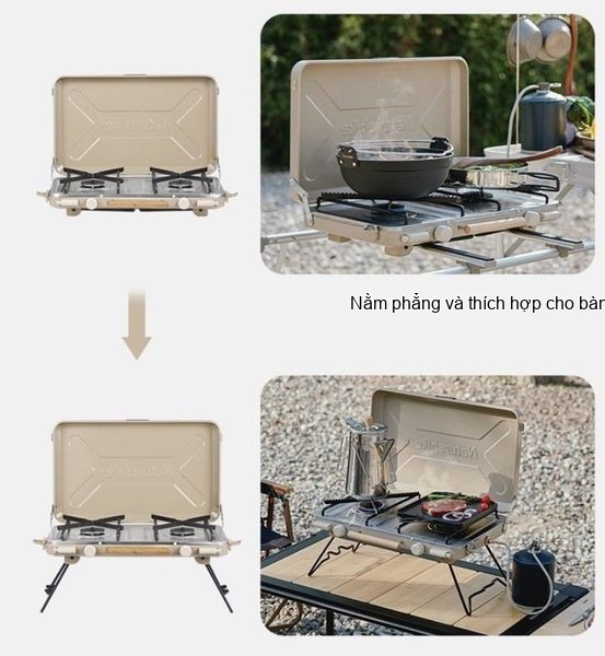 Họng bếp ga đôi Naturehike CNH22CJ046 cho ngọn lửa xanh mạnh mẽ
