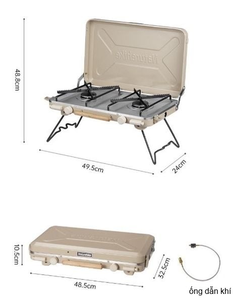 Bếp ga đôi Naturehike CNH22CJ046 mở ra sử dụng cho bữa ăn gia đình