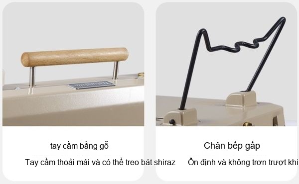 Tay xách gỗ tiện tròn chắc chắn của bếp ga đôi Naturehike CNH22CJ046