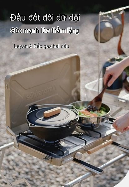 Bếp ga đôi Glamping Naturehike CNH22CJ046 chế biến món ngon ngoài trời