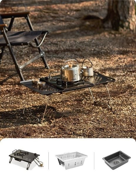Kệ inox Naturehike CNH22JU003 gấp gọn dẹp chỉ 3cm kèm túi đựng