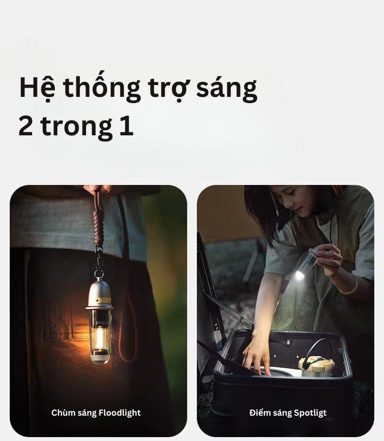 Thông số và đèn báo sạc của đèn pin treo lều Naturehike CNK2350ZM010