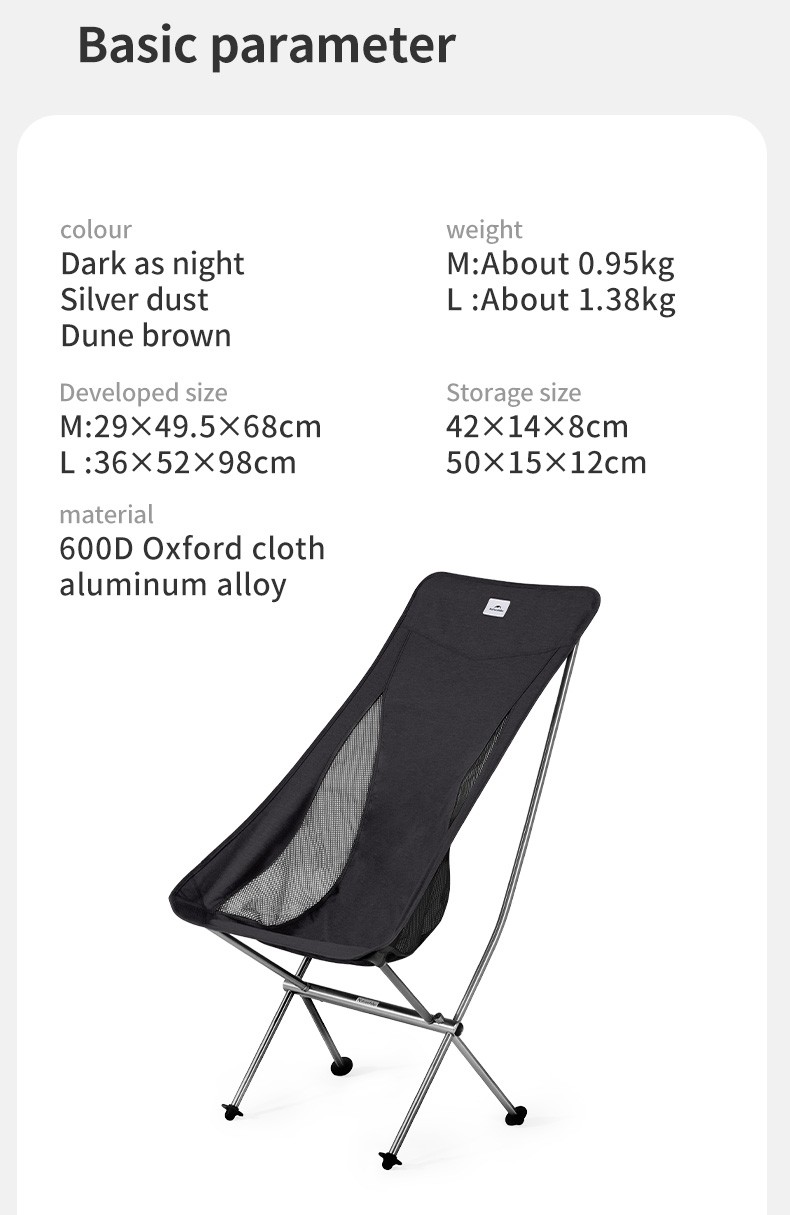 Hai kích thước M và L của ghế gấp gọn Naturehike CNK2450JJ015