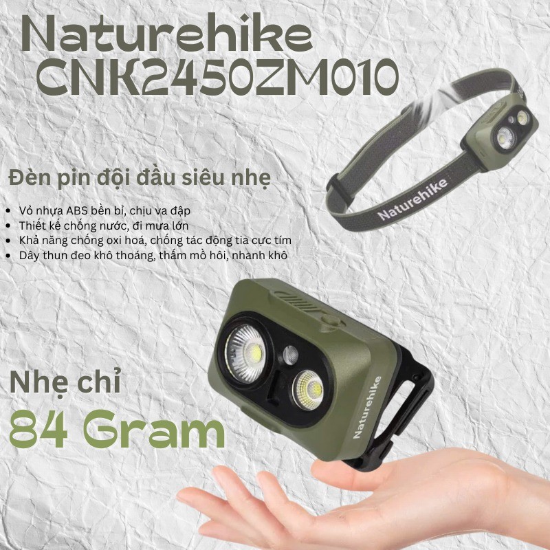Đèn đội đầu Naturehike CNK2450ZM010 chống nước IP66 dùng tốt khi đi mưa