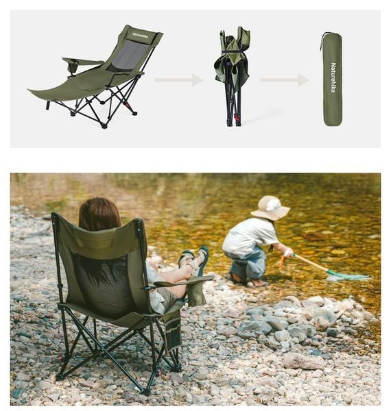 Ghế ngả lưng 3 cấp có gác chân Naturehike CNK2550JJ023 ở tư thế nằm