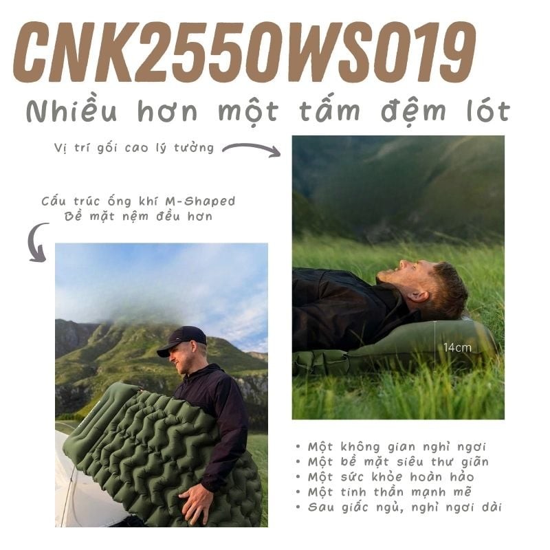 Cấu trúc ống dẫn khí M-Shaped của đệm Naturehike CNK2550WS019