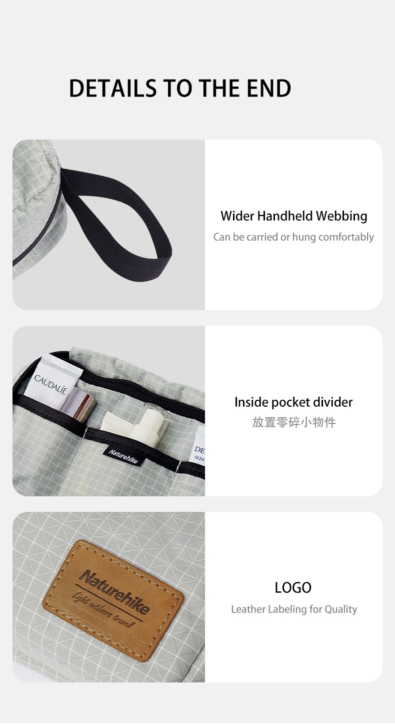 Chất liệu polyamide chống nước và khóa kéo YKK của túi Naturehike NH20SN010