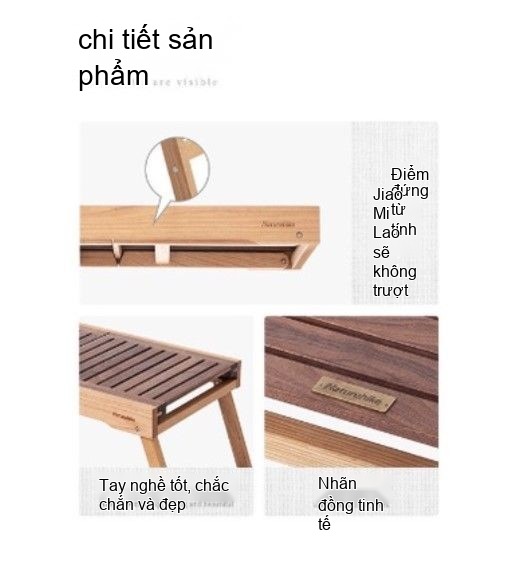 Vân gỗ óc chó đen và sồi trắng trên mặt bàn Naturehike NH21JU001