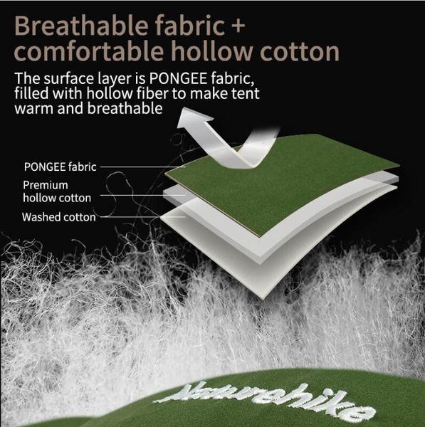 Lớp vải polyester pongee và bông giữ ấm của túi ngủ Naturehike NH22MSD05