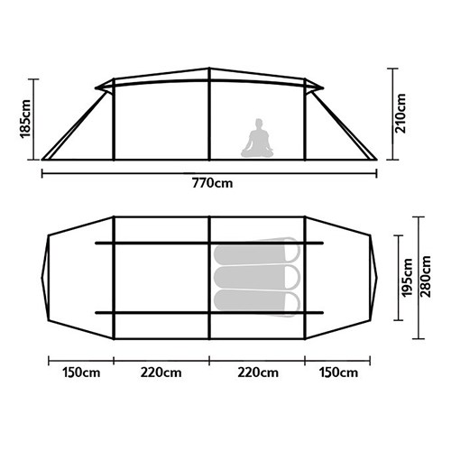 Lều hình ống 2 phòng Naturehike 2-Room Tunnel Tent NH22YW004
