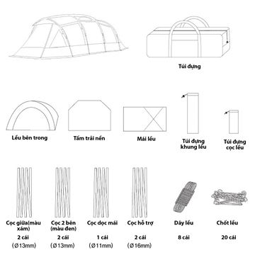 Lều hình ống 2 phòng Snowline Saturn 2 Room Tent Pro SNE5ULT009