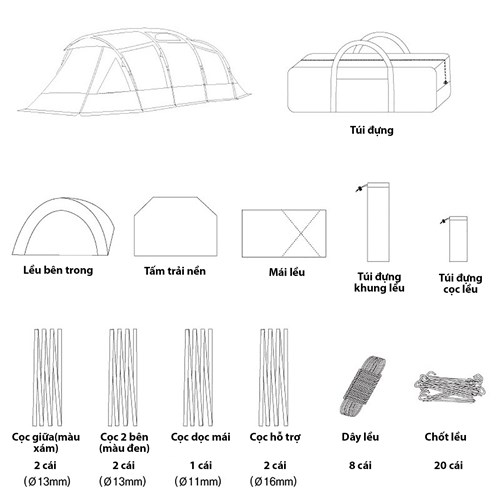 Lều hình ống 2 phòng Snowline Saturn 2 Room Tent Pro SNE5ULT009