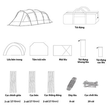 Lều hình ống 2 phòng Snowline Saturn 2 Room Tent SNF5ULT005