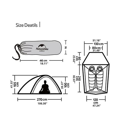 Lều cắm trại 2 người siêu nhẹ Naturehike Cloud Up NH19ZP017
