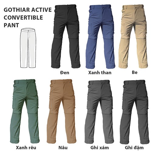 Quần mau khô nối ống nam Gothiar Active Convertible