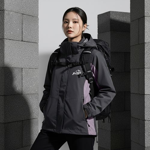 Áo khoác gió dã ngoại Gothiar Windshell Jacket 2 Lớp Đen Khói/Tím nhạt