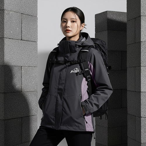 Áo khoác gió dã ngoại Gothiar Windshell Jacket 2 Lớp Đen Khói/Tím nhạt