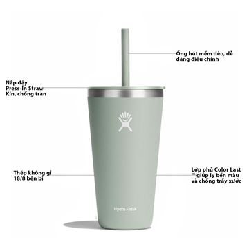 Ly nước giữ lạnh Hydro Flask  Around Tumbler Straw Lid 28 OZ T28PS