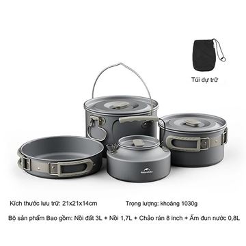 Bộ nồi dã ngoại Naturehike Aluminum Camping Pot CNK2450CF010