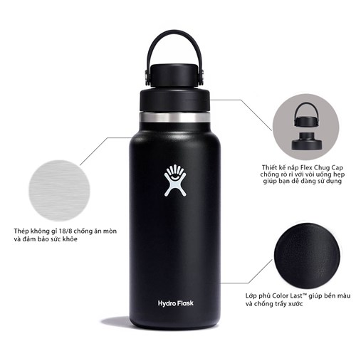 Bình nước giữ lạnh Hydro Flask Wide Flex Chug Cap 32 OZ W32BFCC