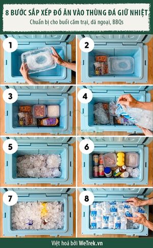 [INFOGRAPHIC] 8 bước sắp xếp thức ăn vào thùng đá giữ nhiệt giữ lạnh được lâu