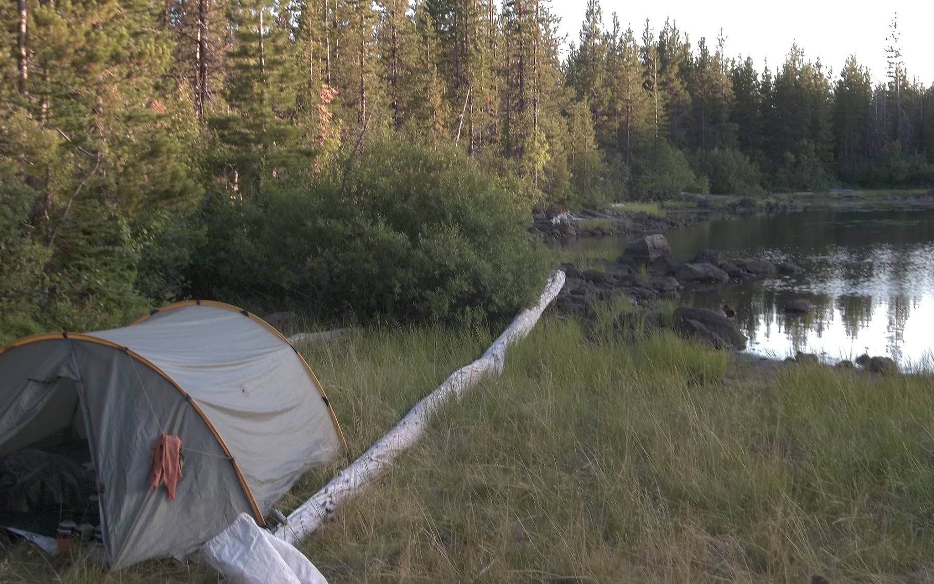 Our tent was sagging with condensation the night after camping next to this pond.