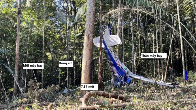 Hiện trường máy bay rơi trong rừng Amazon hồi tháng 5. Ảnh: Ủy ban điều tra tai nạn Colombia