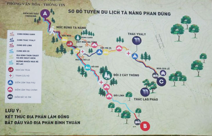 Sơ đồ Trekking Tà Năng - Phan Dũng
